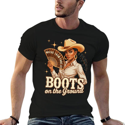 Boots On Ground Juneteenth Melanin Cowgirl Western Rodeo Slim-fit Cut T-Shirt