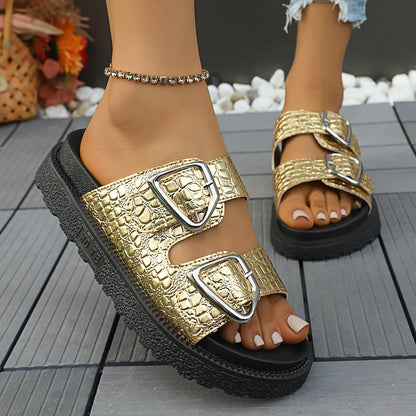 Double Buckle Platform women Sandals