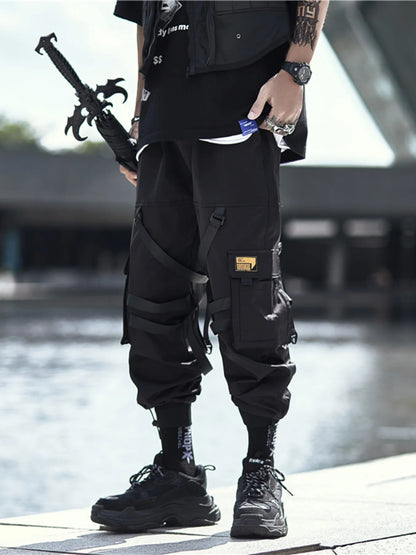 男士加大尺寸彈性腰帶慢跑褲