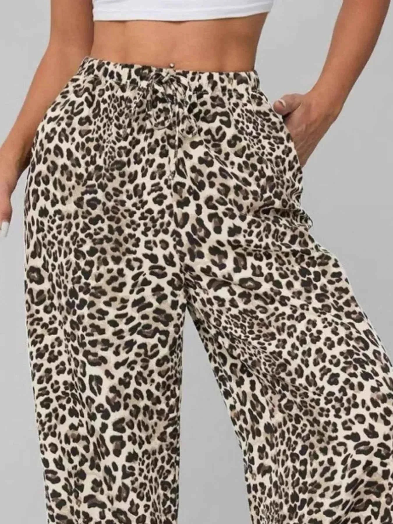 Leopard Print Wide Leg Pants