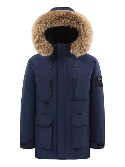 Men's Full Size Fur Hooded Winter Parka Coat Plus Size