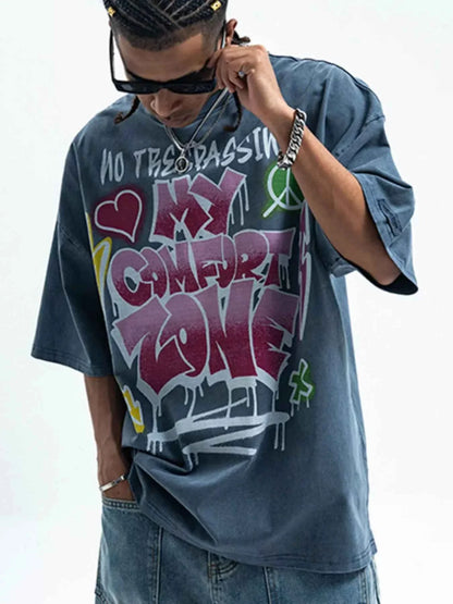 Stylish Men's Graphic Tee, Comfortable Half Sleeve T-Shirt for Men