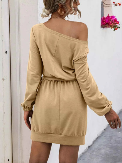 One Shoulder Tie Waist Dress