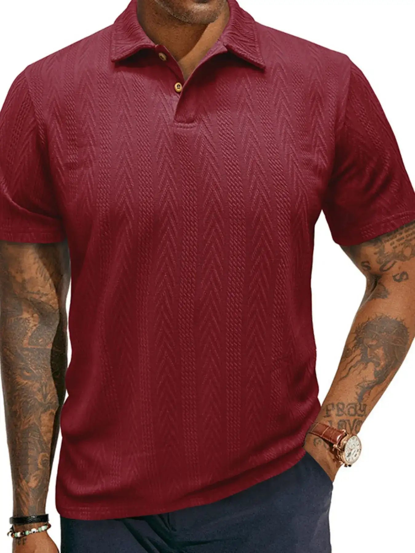 Men's Classic Chevron Textured Polo Shirt