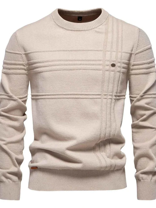Men's Round Neck Striped Sweater