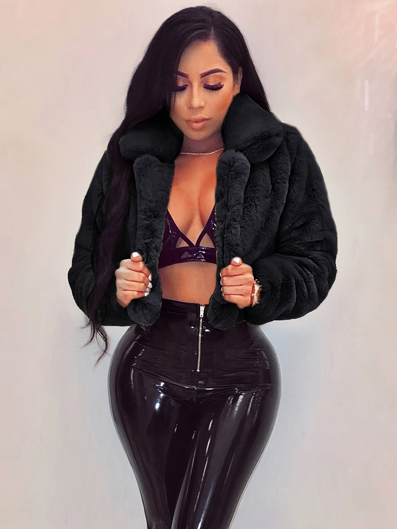 舒適別緻的人造毛領開襟衫外套