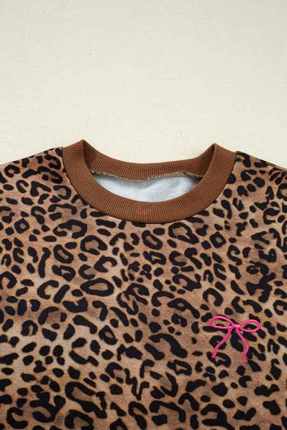 Leopard Contrast Trim Top and Pants Set