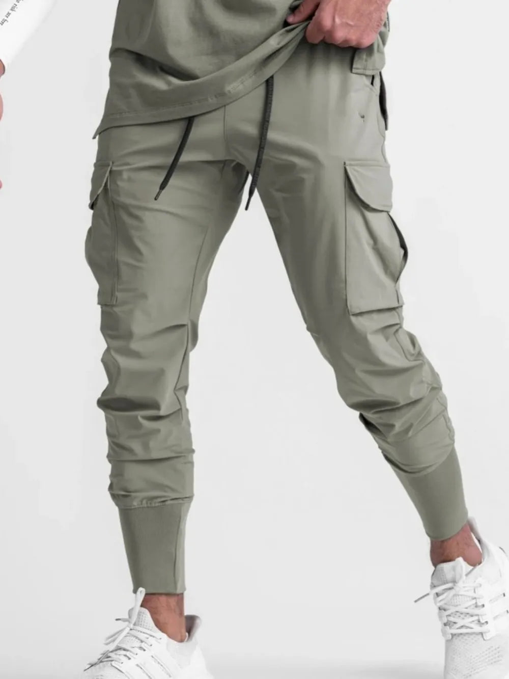 男士加大尺寸抽繩運動褲，附口袋