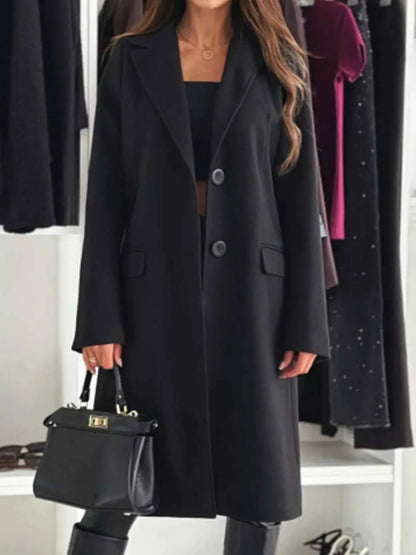 Lapel Collar Long Sleeve Coat