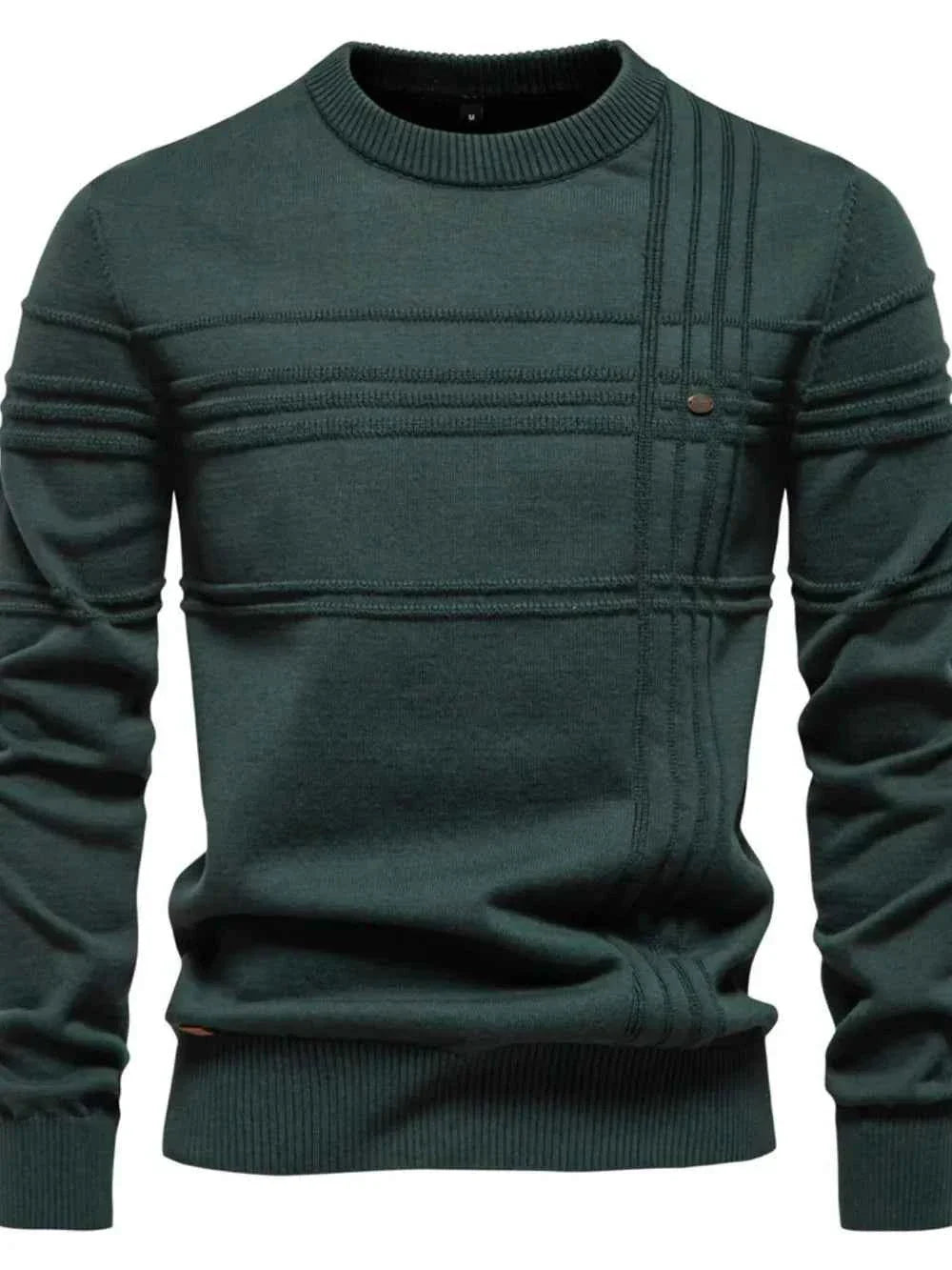 Men's Round Neck Striped Sweater