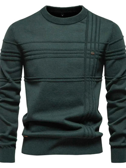 Men's Round Neck Striped Sweater