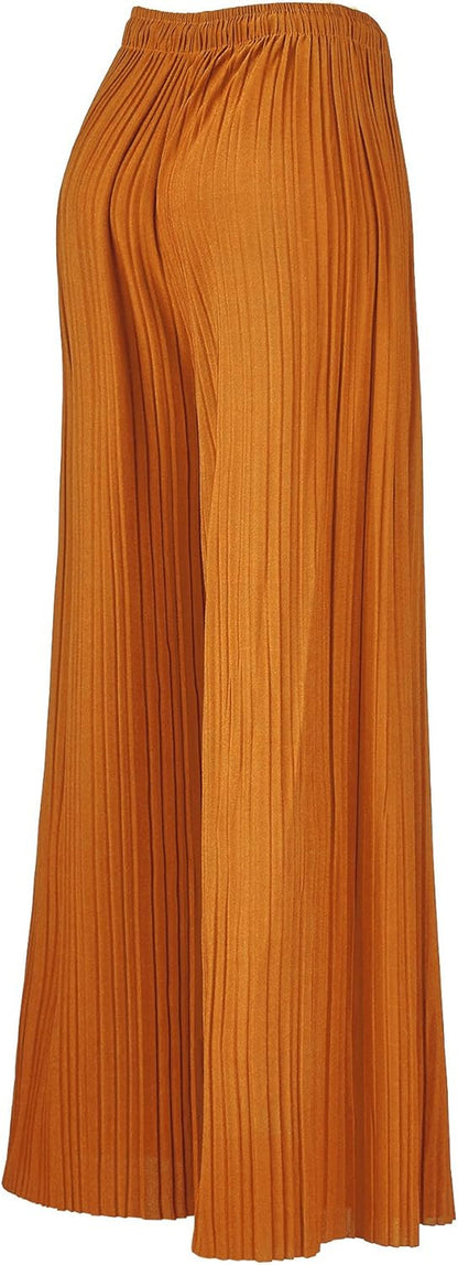 Made by Johnny Women'S Pleated Wide Leg Palazzo Pants with Drawstring
