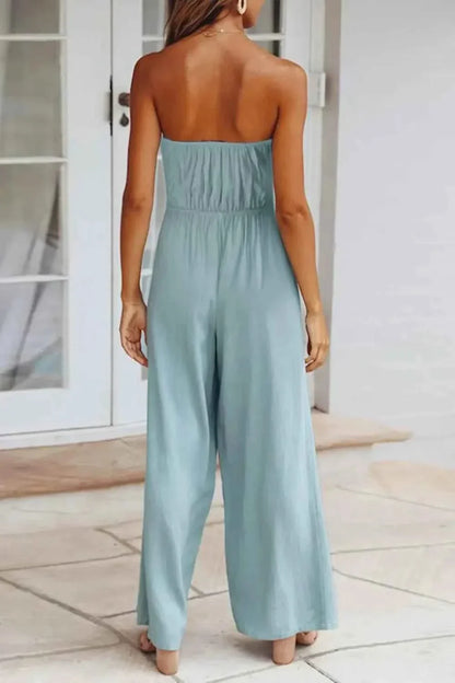 Tied Cutout Tube : Wide Leg Jumpsuit
