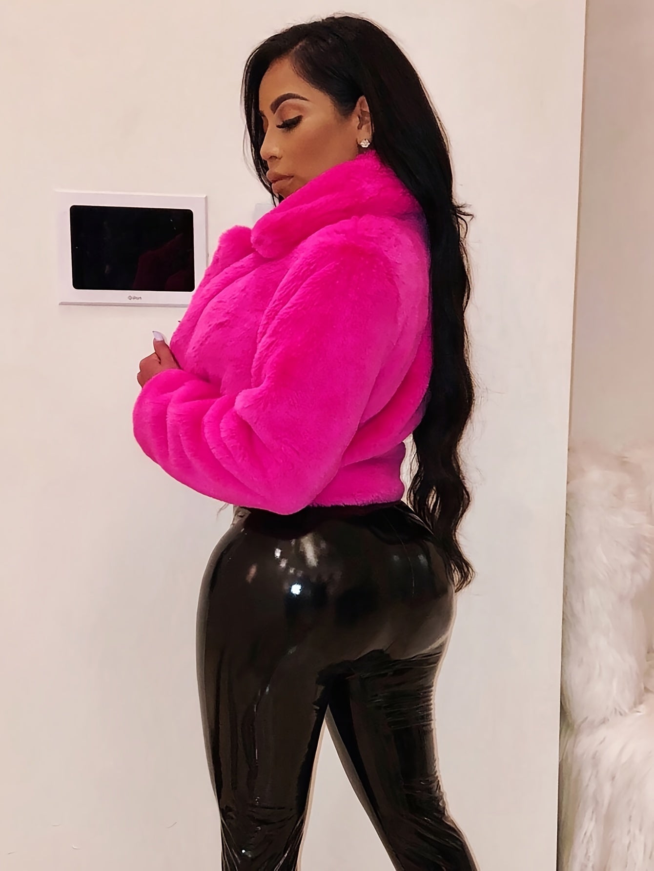 舒適別緻的人造毛領開襟衫外套