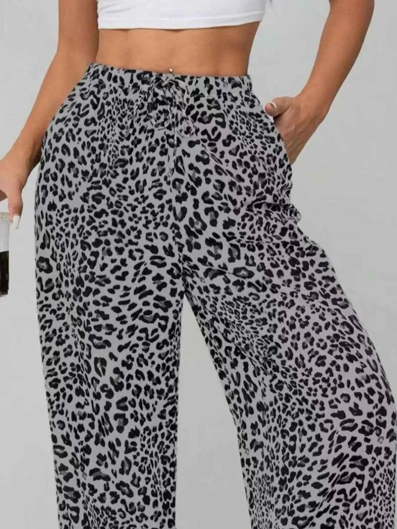 Leopard Print Wide Leg Pants