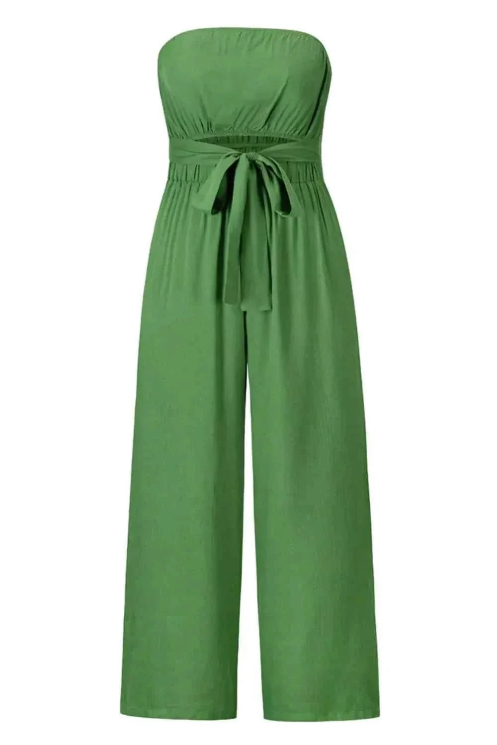 Tied Cutout Tube : Wide Leg Jumpsuit