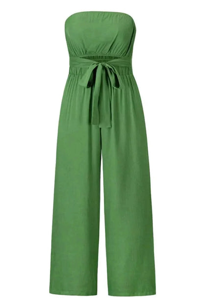 Tied Cutout Tube : Wide Leg Jumpsuit