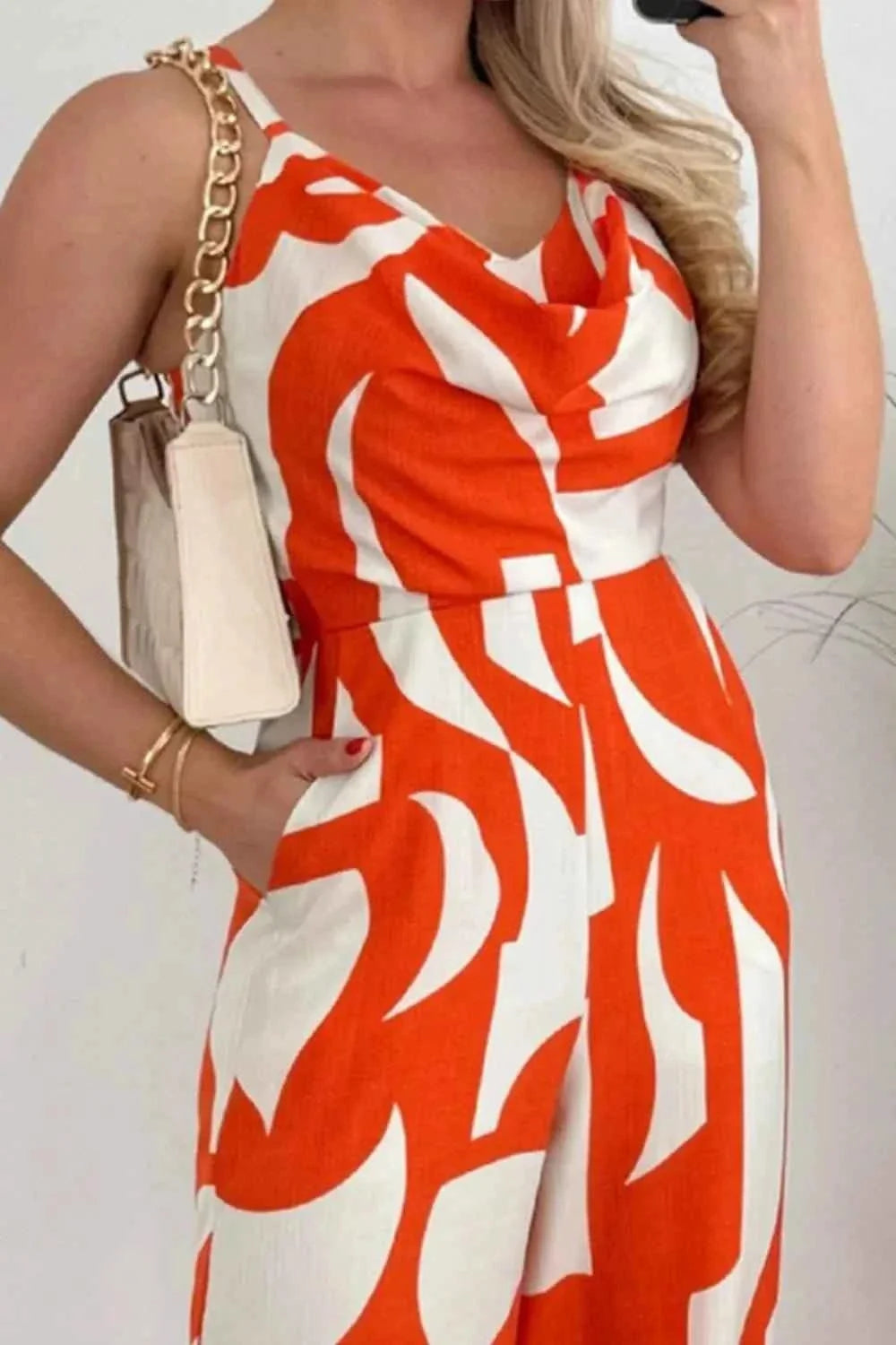 Two-Tone Spaghetti Strap : Wide Leg Jumpsuit