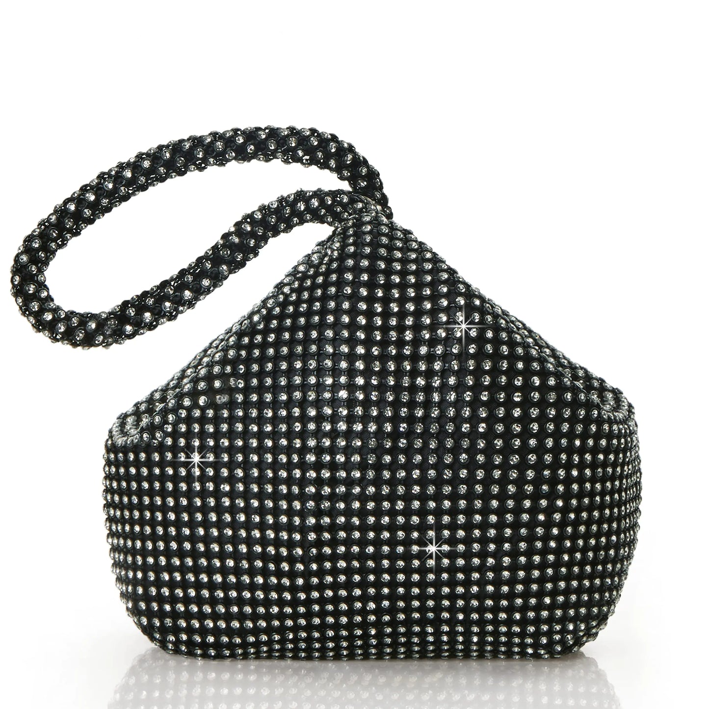 Bolsos de noche con diamantes de imitación y monedero triangular con purpurina brillante