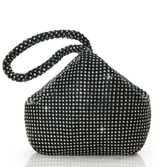 Bolsos de noche con diamantes de imitación y monedero triangular con purpurina brillante