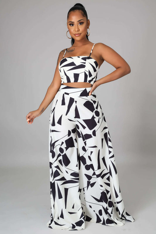 Conjunto de pantalón con estampado de formas abstractas de Fasheabe