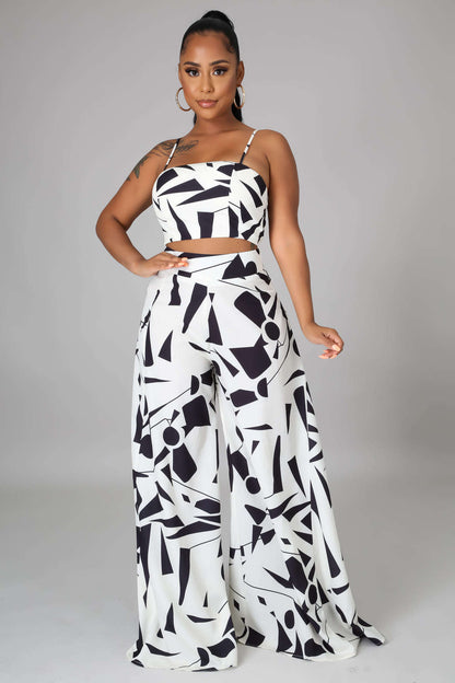 Conjunto de pantalón con estampado de formas abstractas de Fasheabe