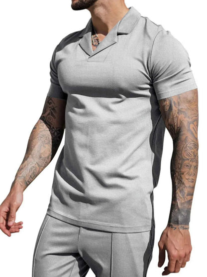 Men's Plus Size Short Sleeve Top and Shorts Set