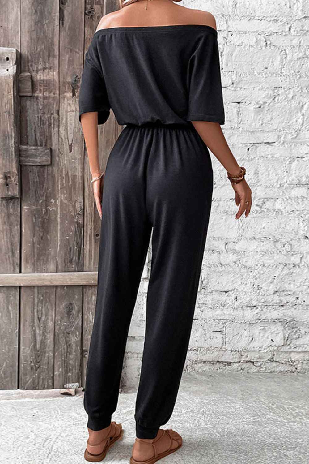 Perfee Off-Shoulder Jumpsuit : With Pockets