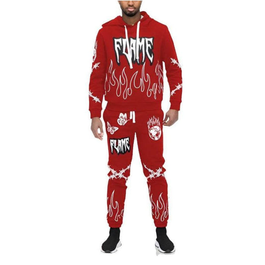 火焰雪尼爾連帽衫套裝