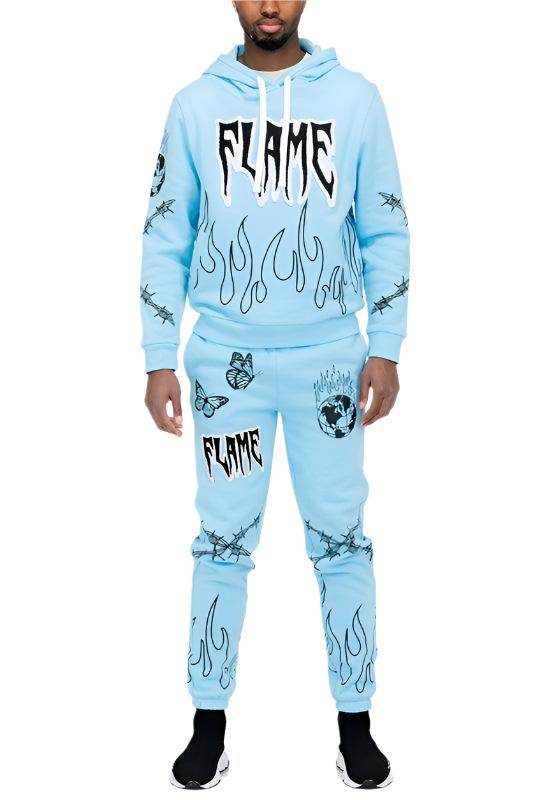 火焰雪尼爾連帽衫套裝