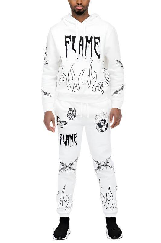 火焰雪尼爾連帽衫套裝