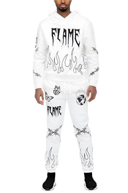 火焰雪尼爾連帽衫套裝