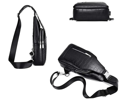 Men’s Croc-Embossed Leather Sling Bag – Modern Everyday Carry