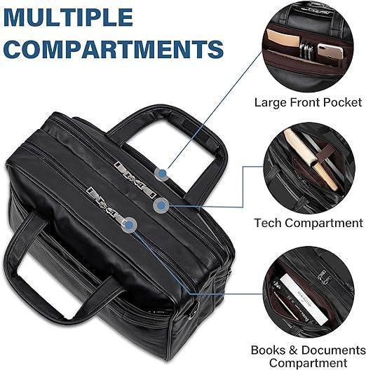 Bolso bandolera de cuero para portátil de 15,6 pulgadas, resistente al agua, ideal para trabajo y viajes 