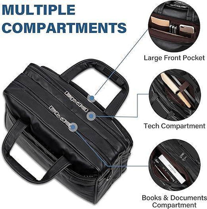 Bolso bandolera de cuero para portátil de 15,6 pulgadas, resistente al agua, ideal para trabajo y viajes 
