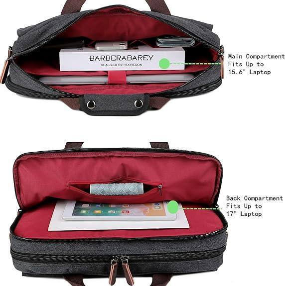 Maletín ligero de lona lavada para portátil de 17 pulgadas para trabajo y viajes 