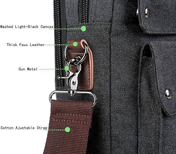 Maletín ligero de lona lavada para portátil de 17 pulgadas para trabajo y viajes 