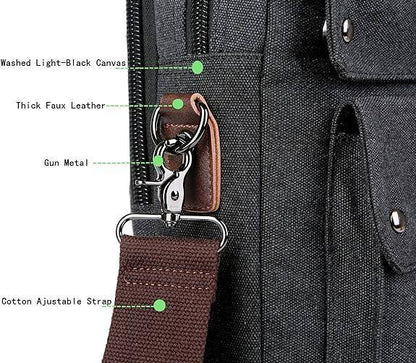 Maletín ligero de lona lavada para portátil de 17 pulgadas para trabajo y viajes 