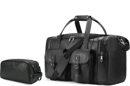Leather Travel Set – 3-Piece Leather Duffel, Toiletry & Laundry Bag
