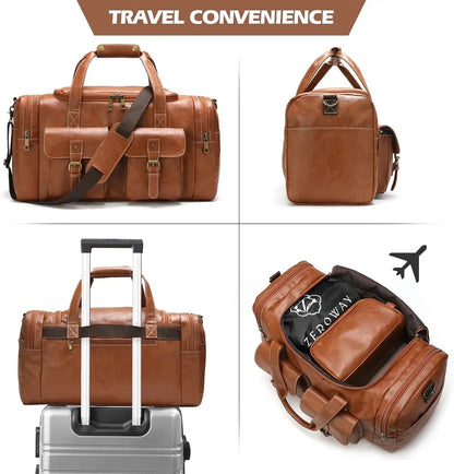 Leather Travel Set – 3-Piece Leather Duffel, Toiletry & Laundry Bag