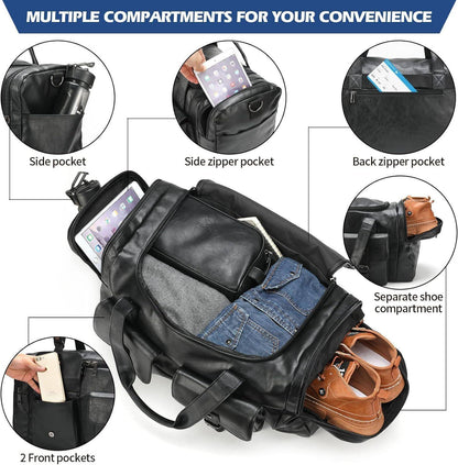 Leather Travel Set – 3-Piece Leather Duffel, Toiletry & Laundry Bag