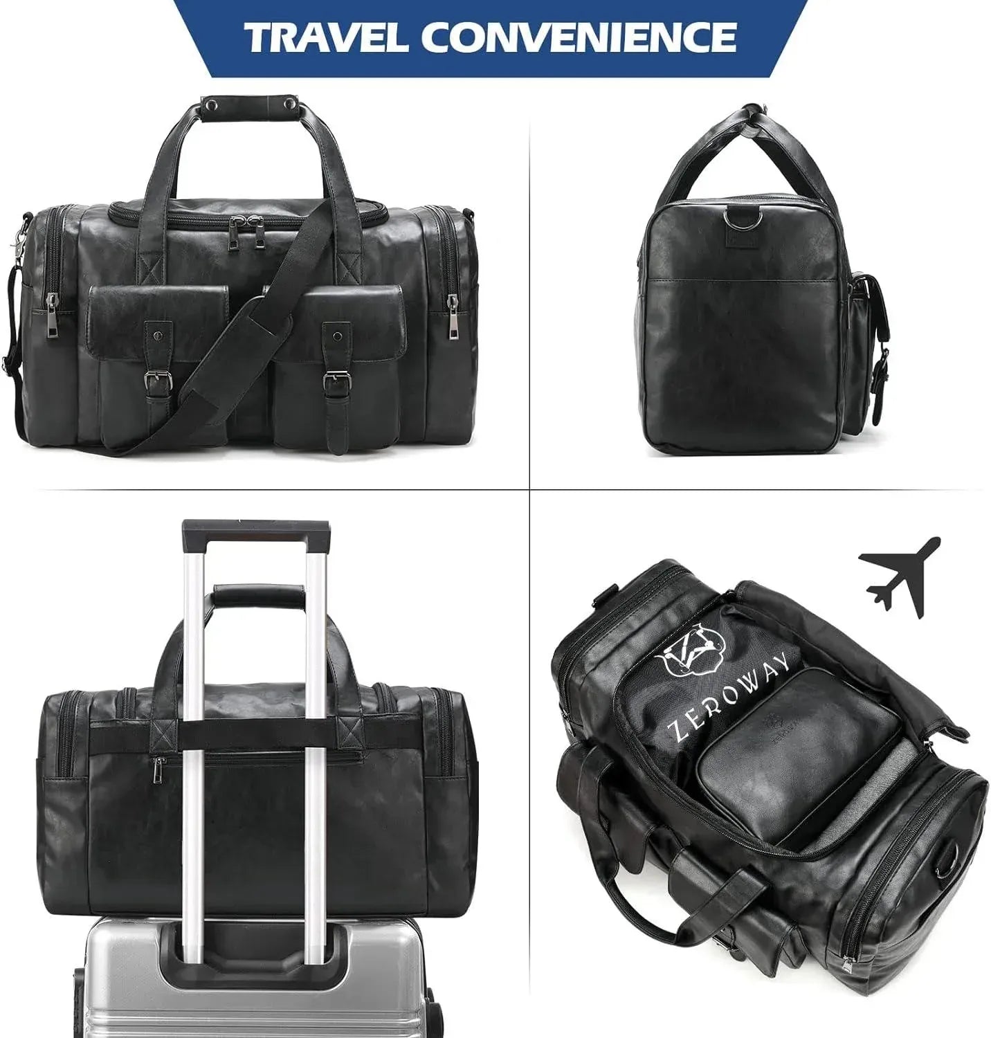 Leather Travel Set – 3-Piece Leather Duffel, Toiletry & Laundry Bag