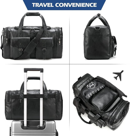 Leather Travel Set – 3-Piece Leather Duffel, Toiletry & Laundry Bag