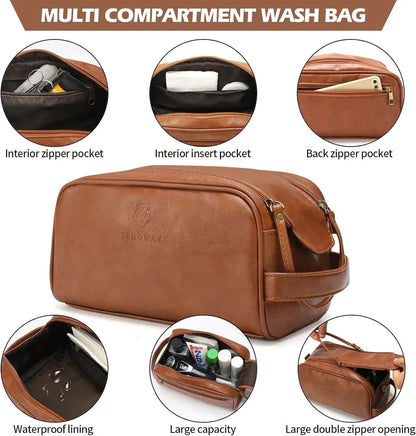 Leather Travel Set – 3-Piece Leather Duffel, Toiletry & Laundry Bag