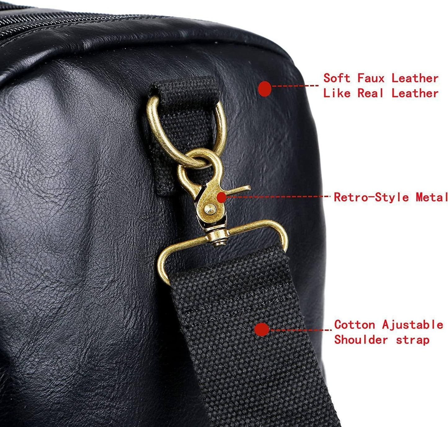 Elegante bolso de viaje de cuero tipo fin de semana – Equipaje de mano expandible de 40 l 