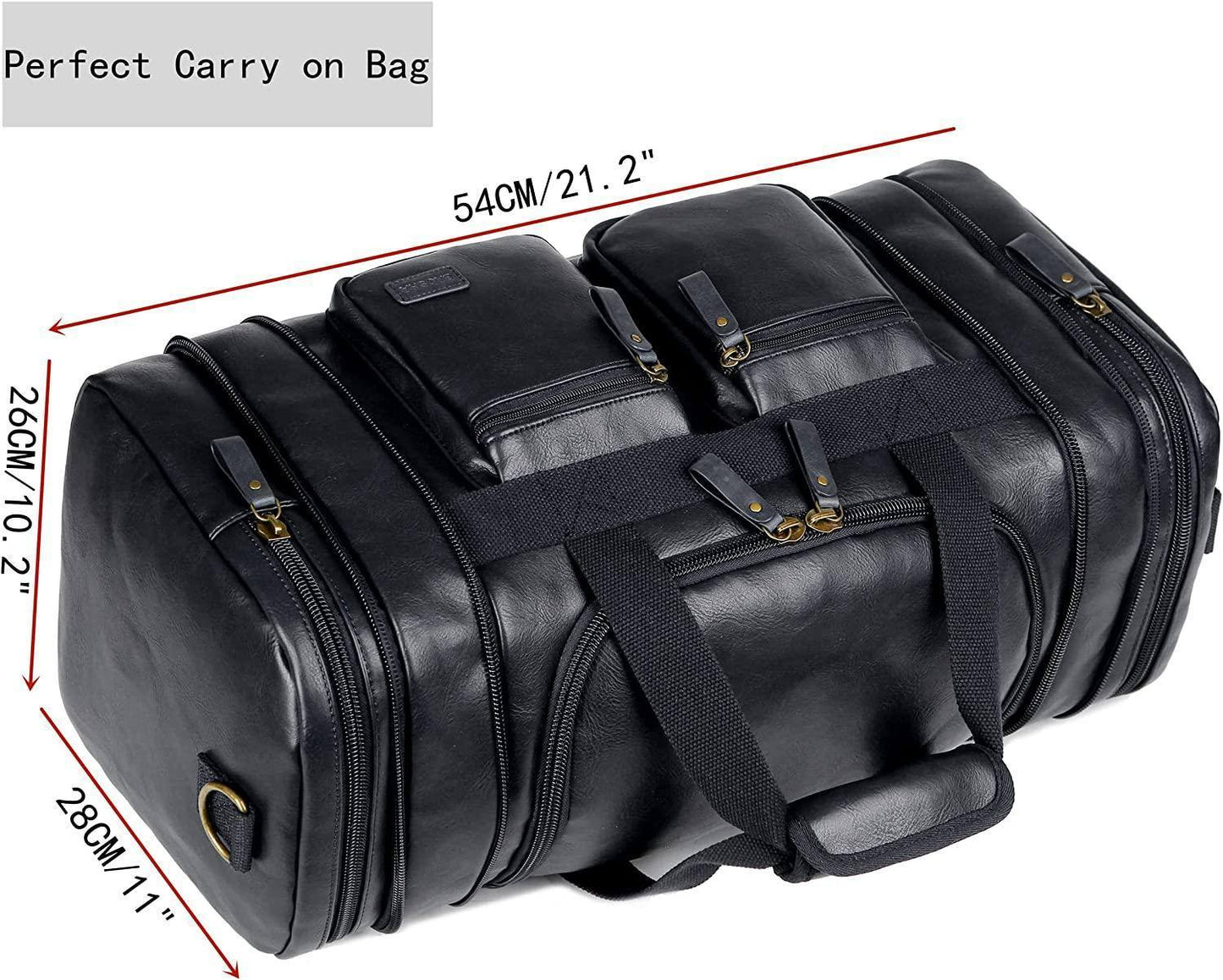 Elegante bolso de viaje de cuero tipo fin de semana – Equipaje de mano expandible de 40 l 