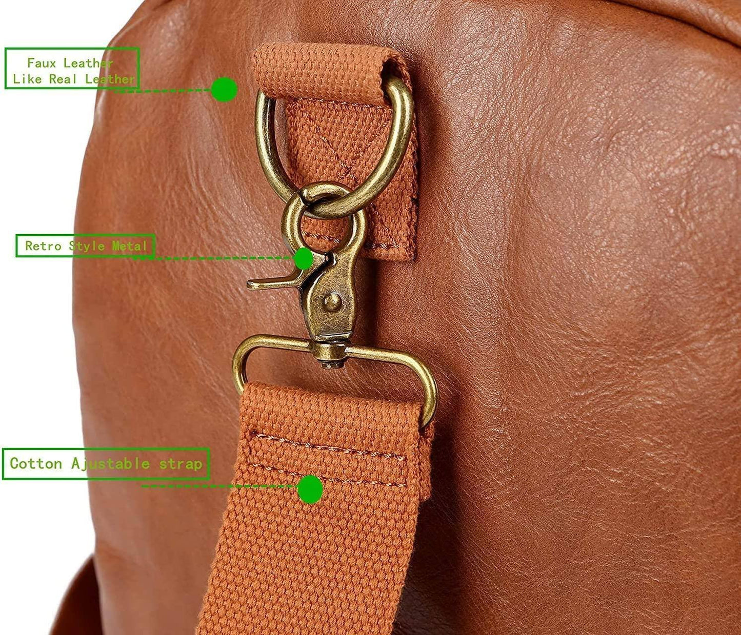 Elegante bolso de viaje de cuero tipo fin de semana – Equipaje de mano expandible de 40 l 