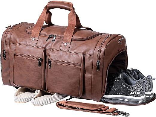 Bolso de mano grande de cuero impermeable - Vintage Duffel de 52 l 