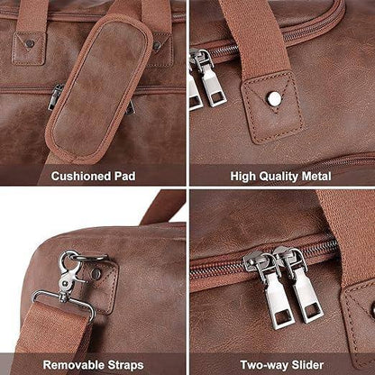 Bolso de mano grande de cuero impermeable - Vintage Duffel de 52 l 