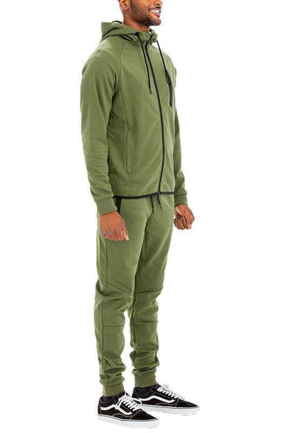 Conjunto deportivo de 2 piezas para hombre con chaqueta y pantalones con cremallera completa